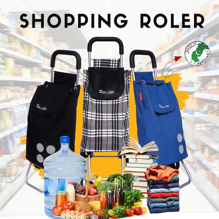 Trolley Bag - Shopping Trolley Bag - Trolley Bag - Shopping Bag on Wheels - Grocery Bag on Wheels (Grey, Trolley Only, Black, Blue, Lemon Yellow)
