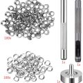 100Pcs Metal Eyelets Set 7Mm Grommet Rings Kit with Mounting Punch Rod for DIY Accessories Leather Craft Clothing Repair. 
