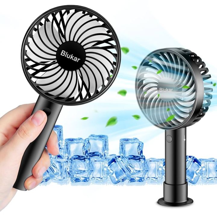 Mini Handheld Fan, Portable USB Rechargeable Fans with Desk Base&3 ...