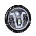 7 Inch V Shape Ultra Bright 60 Watts LED Headlight With Dual Color DRL Yellow/White For Jeeps, Cars, Motorcycle- 4 Working Modes - Top Rated Product - Universal Fitment. 