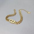 Gold Thick Chain Double D Letter Alloy Necklace Fashion Design Bracelet Accessories. 