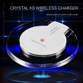 TE New Wireless Charging Dock Charger Crystal Round Charging Pad With Receiver. 