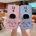 COROGI for Xiaomi Redmi Note 9 Back Cover with Astronaut Folding Bracket Luxury 6D Plating Frame Stand Cases Shiny Square Soft Silicone Phone Case. 