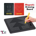 Magnetic Drawing Board Puzzle for Kids | Erasable Magnetic Doodle Drawing Pad with a Pen and 10 Pattern Cards (including 380 Magnets). 