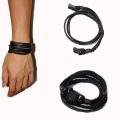 Fresh Vibes Black Multi String Rope Wrist Band Bracelet for Boys - Stylish Punk Hand Cuff for Men with lock. 