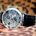 Luxury Skeleton Transparent Watch | Dual-Sided Glass | Elegant Leather Strap Timepiece for Men & Boys. 