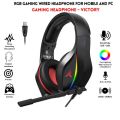 Gaming Headphones Rgb with Mic for PC, Pubg Mobile, PS4, Laptop - 360 Surround Sound Super Bass Vibration Over the Ear Wired Head Phones Headset for Gaming with Noise Cancelling Microphone. 