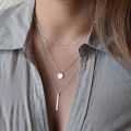 NK672 New European Simple Sequins Bar Coin Multilayer Chain Tassel Tiny Clavicle Necklaces For Women Jewelry Gift Girl Collier. 