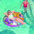 Bestway 36125 Pool Beach Inflatable Rubber Ring, Swimming Float With Pop-art Design, Multi-colour Tube For Adults_ & Kids Round Inflatable Pool Floating Circle for Training Water Fun & Game enjoyment. 