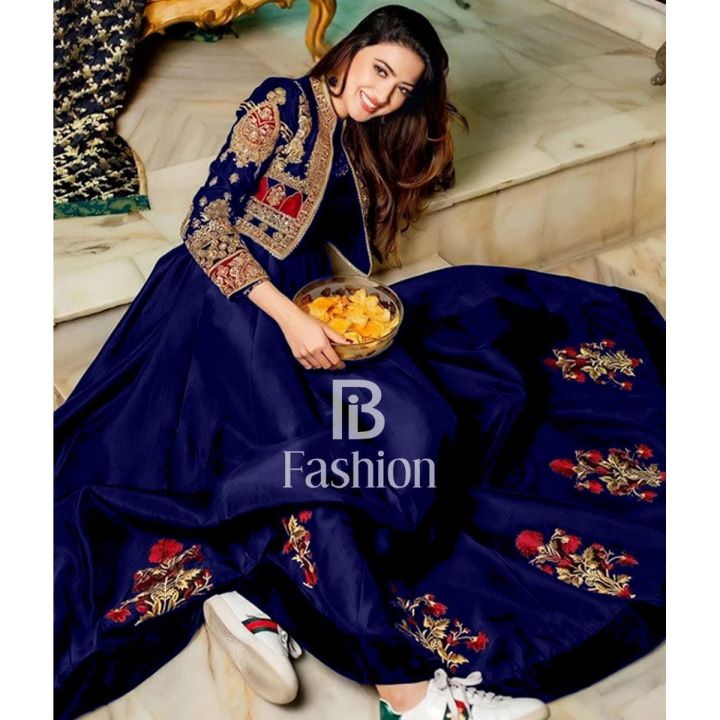 Party Wear Heavy Embroidered Maxi with Koti Full Flair - Maxi Dresses For Women