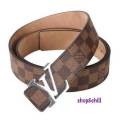 Leather Belt For Men With L V Silver Buckle for men. 