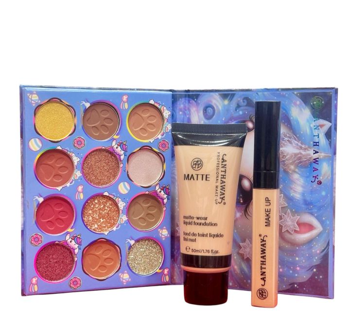 3in1 deal 12 color eyeshadow,1 tube foundation,1 concealer (high quality product)