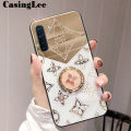 CasingLee For OPPO F15 case Navigation Magnetic Ring Holder Luxury Diamond clover Mirror Back Cover OPPO F15 Phone cases cover Luxury with Lanyard For girls and Boys. 