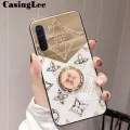 CasingLee For OPPO F15 case Navigation Magnetic Ring Holder Luxury Diamond clover Mirror Back Cover OPPO F15 Phone cases cover Luxury with Lanyard For girls and Boys. 