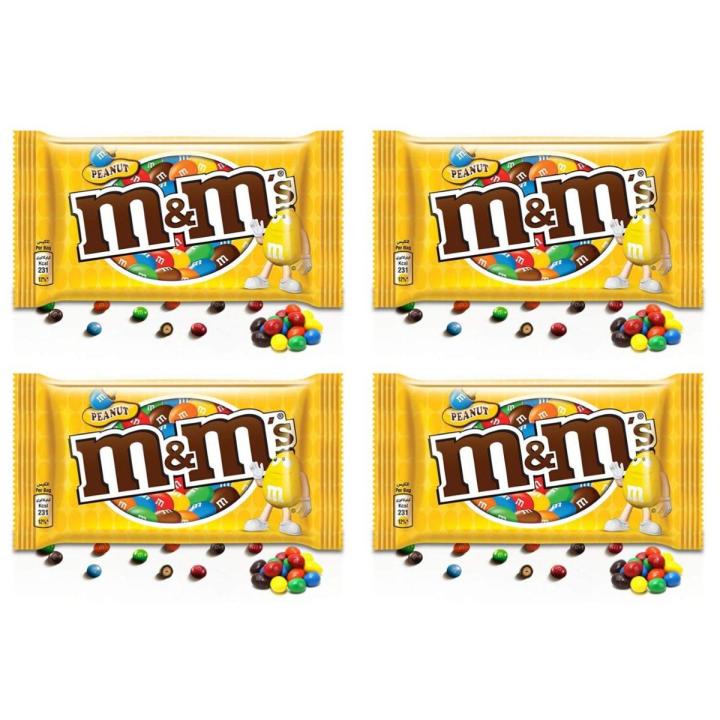 M&M's Peanut Coated with Milk Chocolate Candies - 45g (Pack of 4)