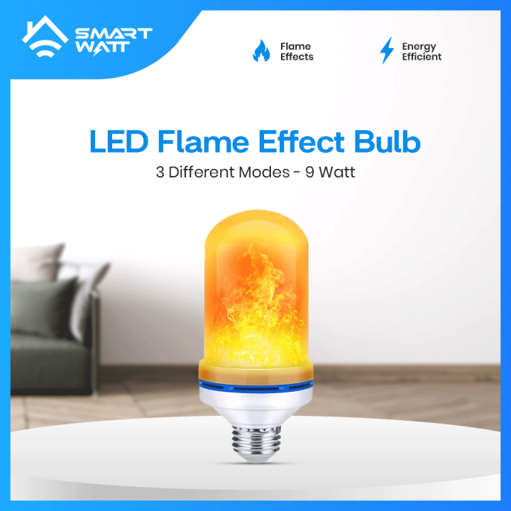 LED Flame Bulb with 3 different modes 9 Watt, Yellow Flickering Lamp With Upside Down Effect, LED Dynamic Flame Effect Light, Indoor and Outdoor Home Decoration Flame Blub, Summer Flame LED Flame Light Bulb