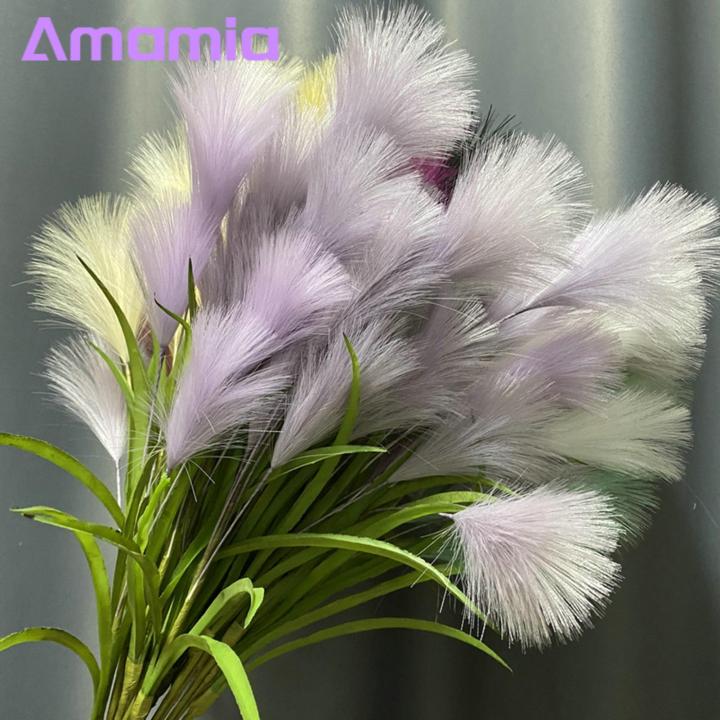 Cozy Indoor Outdoor Decoration Boho Style Pampas Grass Artificial Flowers Realistic Non-fading Faux Pampas Arrangements for Wedding Home Decor Artificial Flowers for Indoor Decoration