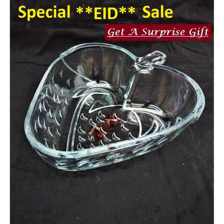 Leaf Shaped Transparent Glass Serving Bowl (Small)