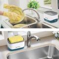 Soap Dispenser for Kitchen, Soap Dispenser and Sponge Holder, Countertop Soap Pump Dispenser, 2-in-1 Soap Dispenser-One Hand Soap Pump Dispenser. 