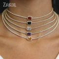 ZAKOL Brand Jewelry Fashion Rectangle Cubic Zirconia Chokers Necklace For Women Girl Party Anniversary Dinner Dress FSNP2140. 