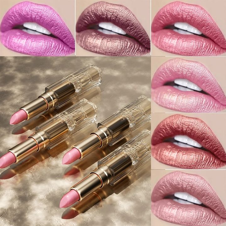 NANAKOR 12 Colors Magic Pink Glitter Lipstick Matte Gliter Shimmer Super Finish Matte Velvet Waterproof Glitter Lipsticks