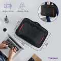 Targus Laptop Bag, Fits Laptops up to 17.3", Classic Clamshell Design, Re-enforced Case with Shoulder Strap and Padded Handle - Black/Red. 
