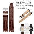 17mm 19mm Strap for Swatch Genuine Calf Leather Watch Band Black Brown White Waterproof Stainless Steel Clasp Men Women Business. 
