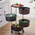 Movable Rotating Shelf Multi-Function 3/4/5 Layers Round Vegetable Fruit Home Organizer Kitchen Storage Rack With Wheels. 