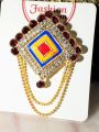 Royal Multicolor Kundan Saree Pin Brooch – Elegant Ethnic Zircon Hijab Pin Fashion Jewelry. 