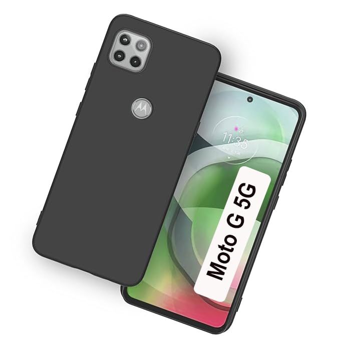 Motorola Moto G 5G 2020 - Black Rubber Soft Silicon Candy Shockproof Slim Back Cover Case Matte Finish Soft Back Case Cover