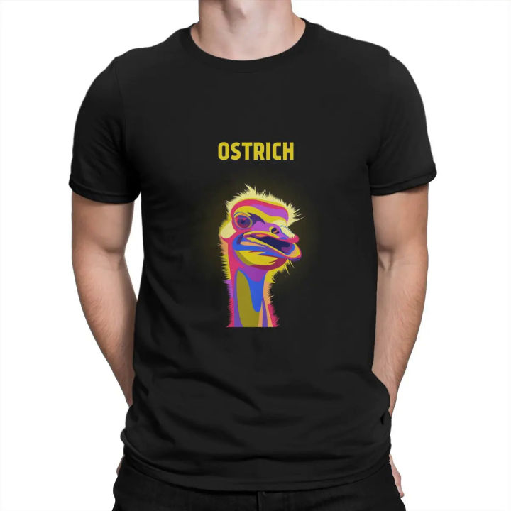Men's ostrich T shirts bird pure cotton clothing novelty short sleeve crew neck tees graphic T-shirt