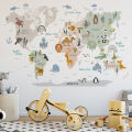 Animals World Map Wall Stickers Kids Animals Theme Educational Stickers Boy Girl Baby Room Nordic Nursery Art Decals Home Decor. 
