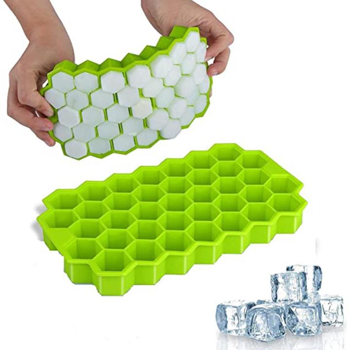 Honey Cube Honeycomb Tray 37 Silicone Cubes Ice Cube Making Mold with Lids