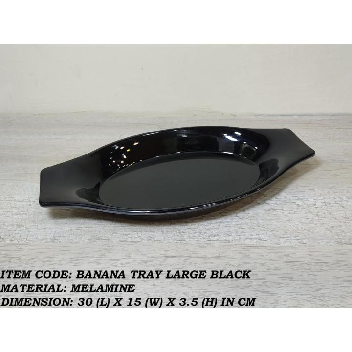 1 Piece Melamine Banana Large Tray - Serving Tray -  Melamine Material - White & Black
