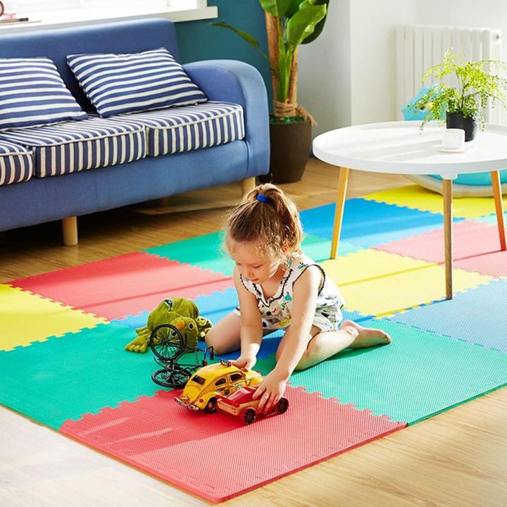 Pack Of 4 - Random Color EVA Puzzle Play & Flooring Mat For Children & Toddlers, Baby Play Mat Eva Foam Kids Rug Puzzle Mat Floor Playmat Crawl Mat EVA Mats