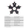 17in1 Snowflake Multi Keychain Spanner Hex Wrench Black. 