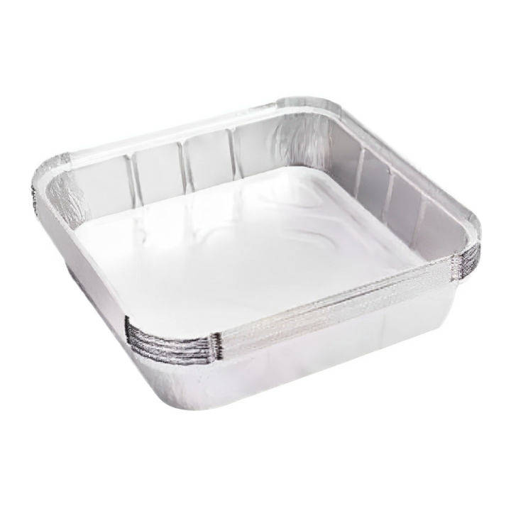 Large Aluminium Foil Food Container F4 Rectangle with Cover, Durable, High Temperature Resistant, Stackable for Storage
