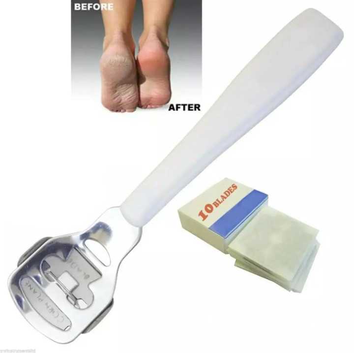 Stainless Steel Foot Scraper Blades Skin Callus Remover Trimmer feet Shaver for Hard and Rough Skin Pedicure Care Tools Set 10 blades free
