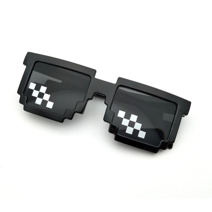 Mosaic Pixel Sunglasses Women Men Black Party Club Bar Spectacles Anime Cartoon Happy Funny toy Trick Toy Thug Life Glasses L3