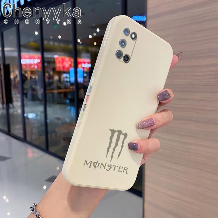 For OPPO A92 Case Fashion Tide Claws New Design Square Original Soft Liquid Silicone Edge Casing Pattern Phone Case Full Back Cover Lens Camera Softcase Protector Cases