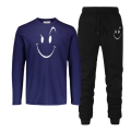 MK.Fashion - Smiley Face Printed 2 Piece Set Comfortable Fabric and Soft Round Neck Full Sleeves Tshirt And Trouser For Men. 