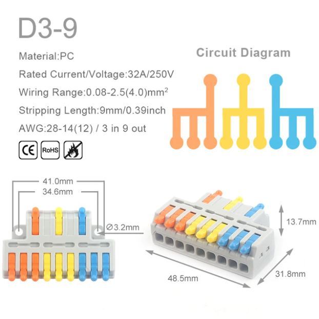 1 in multiple out Quick Wiring Connector Universal Splitter wiring cable Push-in Can Combined