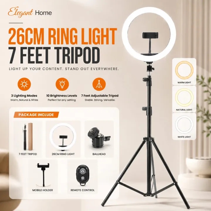 26cm%20Ring%20Light%20With%20Stand%20Mobile%20Holder%20With%207Feet%20Tripod%20in%20Three%20Different%20Mode%20Light%2026%20CM%20ringlight%207%20feet%20tripod%20stand%203%20Modes%20RingLight%20Vlogging%20Light%20Mobile%20Phone%20Photography%20Light%20-%20Image%202