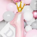 1st Birthday Foil Balloons For Baby Girl or Baby Boy Birthdays Decoration, First Happy Birthday Decor for Girls & Boys, Number 1 Year Balloon, Heart & Round 1st Birthday Little Boy Girl Mylar Baloon For Birth Day Decorations Party Supplies Set of 5 pieces. 