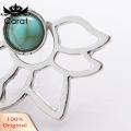 Carat Lotus Flower Earrings Vintage Lotus Flower Stud Earrings with Faux Turquoise Anti-rust Ear Jewelry for Southeast Asian Women Lotus Petal Cutout Earrings. 
