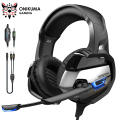 ONIKUMA K5 Gaming Headset With Noise Cancellation Mic And 360 Surround Sound for PS4 PC Xbox One - Grey camo / Blue. 