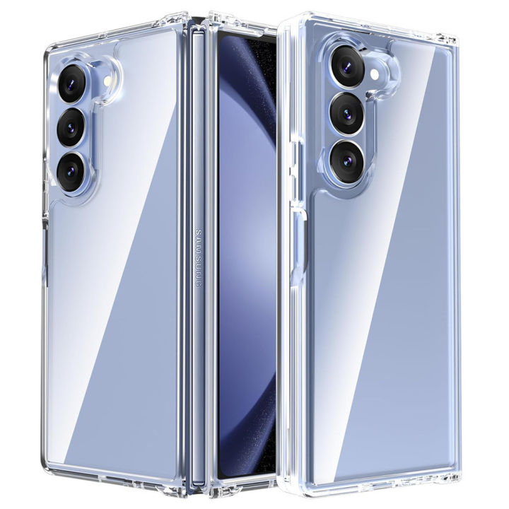 Shockproof Case for Samsung Galaxy Z Fold 6 Transparent Ultra-Thin Slim Fit Hard PC Back Soft Edge Cover