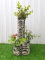 Tri-cone Vase / brown - 3 in 1 Table Vase made of wood with beautiful rose flowers - Beautiful Home Decoration Piece - Size 12 Inch. 