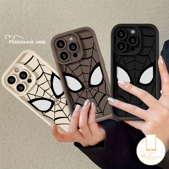 MissConnie Cool Cartoon Marvel Spider-Man Couple Soft Case For Oppo A12 A53 A1k A7 A55 A16 A55 A15S A17 A5s A54s A77 A76 A74 A3s A31 A95 A17k A16s A9 A96 A16E A92 A52 A16K A77s Shockproof Soft Angel Eyes Case