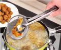 Kitchen Tool - 2 in 1 Food Tong Kitchen Knife Filter Stainless Steel Strainer Spoon Frying Oil Kitchen Strainer Clip Accessories. 